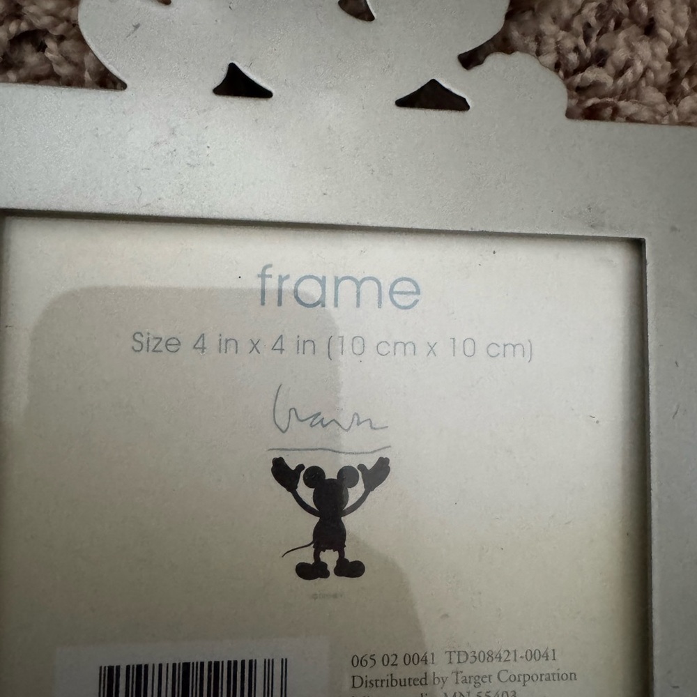 Silver Mickey Mouse Picture Frame 4x4 - Picture 2 of 4